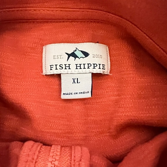 Fish Hippie Orange Zip Up Sweater with Relaxed Fit - Picture 4 of 5